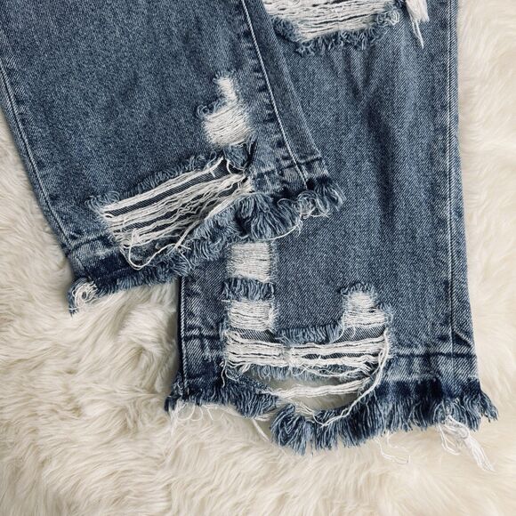 Flying Monkey Crop Jeans Womens 29 High Rise Distressed Blue Measures 30 x 24 - Picture 7 of 9